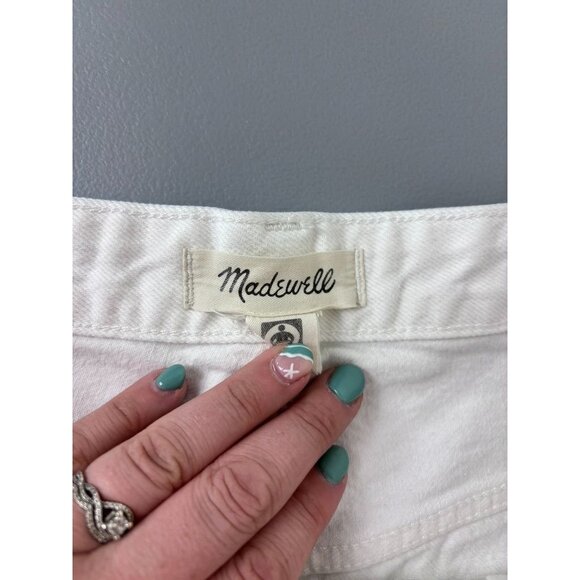 Madewell women's 32 white relaxed denim cutoff high waisted shorts 3" inseam - Picture 3 of 9